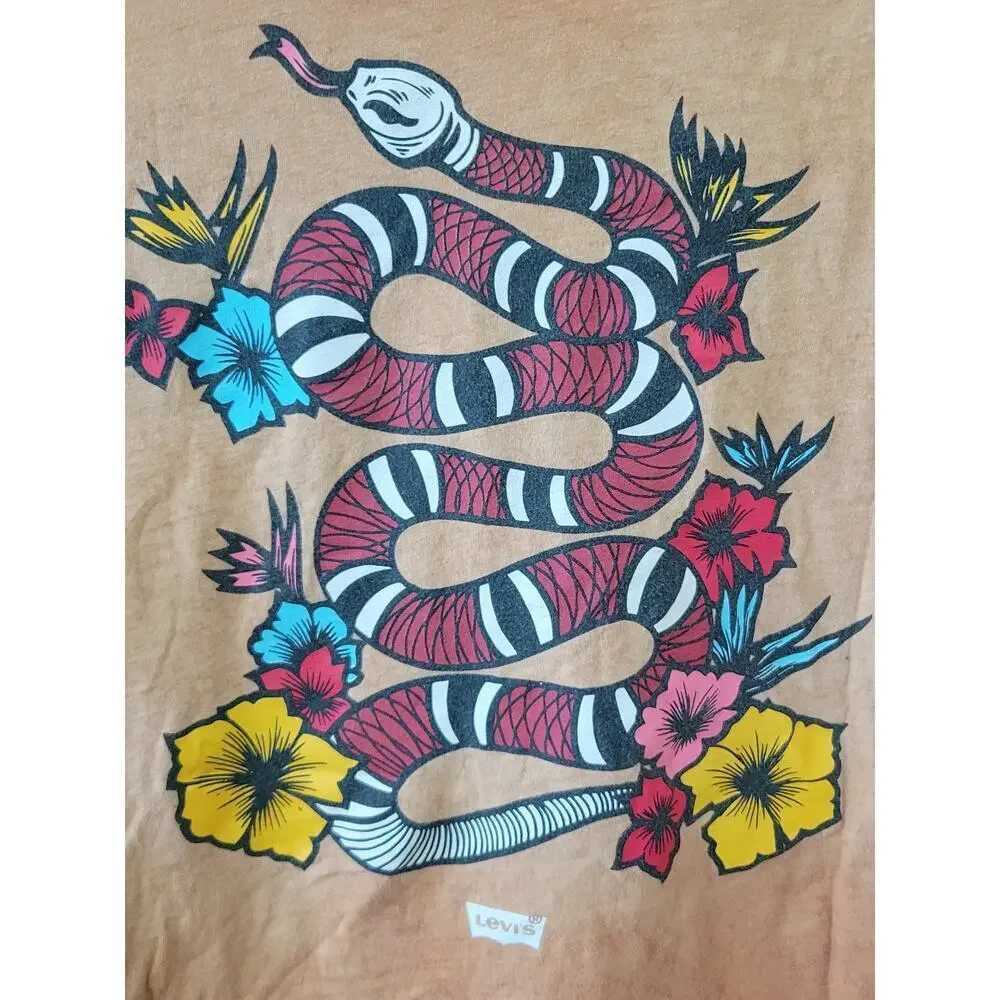 Levis Mineral Wash Snake Tattoo Style Grunge Tee Size Large Vintage Shirt
